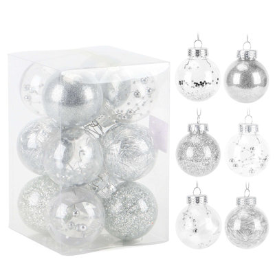 12 pièces de boules de Noël en forme de boules de Noël avec crochets suspendus