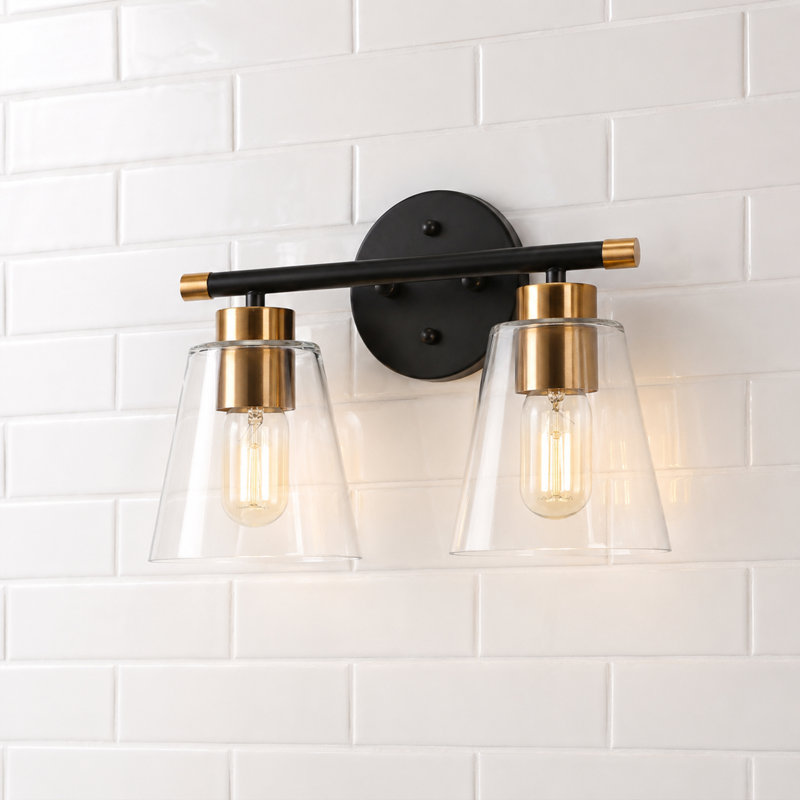 Contemporary 2-Light Dimmable Bathroom Vanity Light Black Wall Sconce