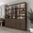 78.7" Wide Glass Door Display Case Curio Cabinet With LED Lights