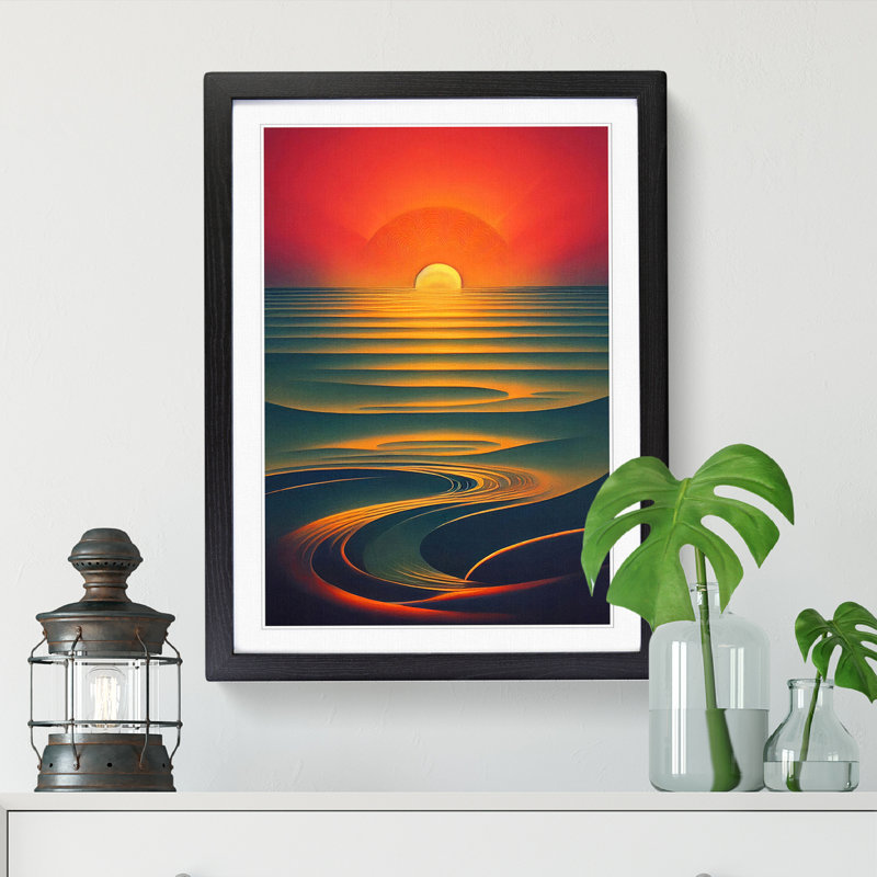 Sunset Fantasy - Picture Frame Print, 64cm H x 25cm W x 2cm D, Walnut