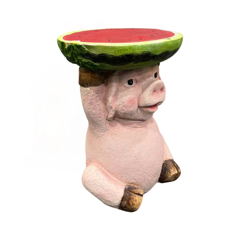 Cute Pig Side Table with Watermelon Top