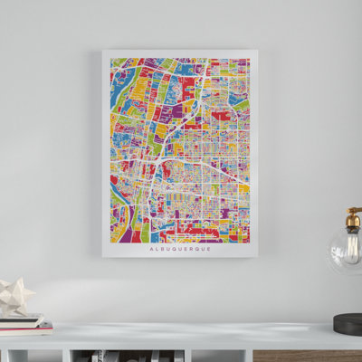 Albuquerque New Mexico City Street Map by Michael Tompsett - Graphic Art on Canvas
