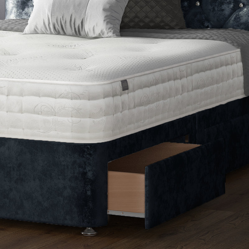 Eberhardt Divan Bed Base, Black, 2 Left Drawers, Single (3')