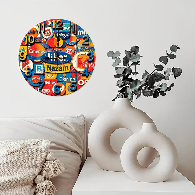 Art mural rétro avec horloge rétro