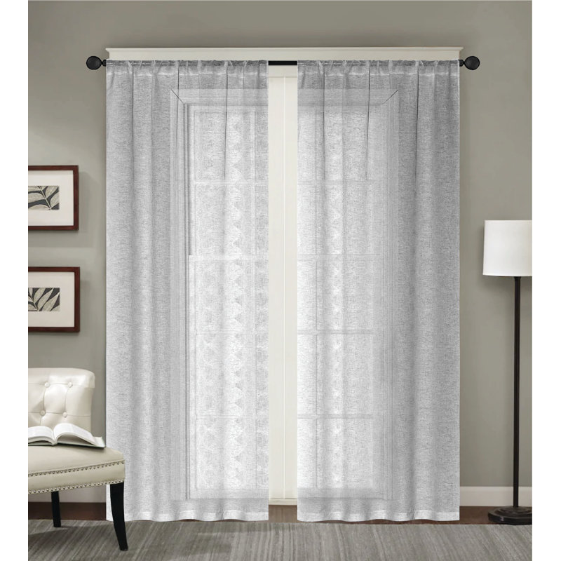 Paire de rideaux transparents Benecia, Argent argent