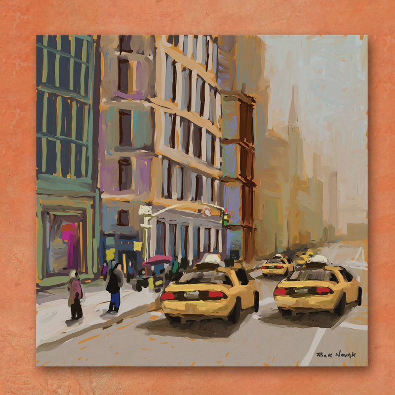 New York Cabs Multicolor Canvas Art Print