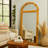 Wingard Farmhouse Style Rectangular Wooden Wall Mirror with Arched Top, Brown