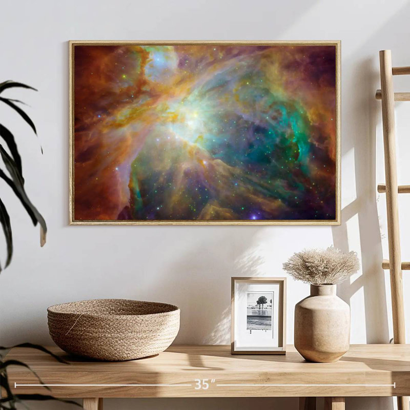 Cœur de la nébuleuse d'Orion, 25 po x 17 po, Cadre flottant en bois naturel