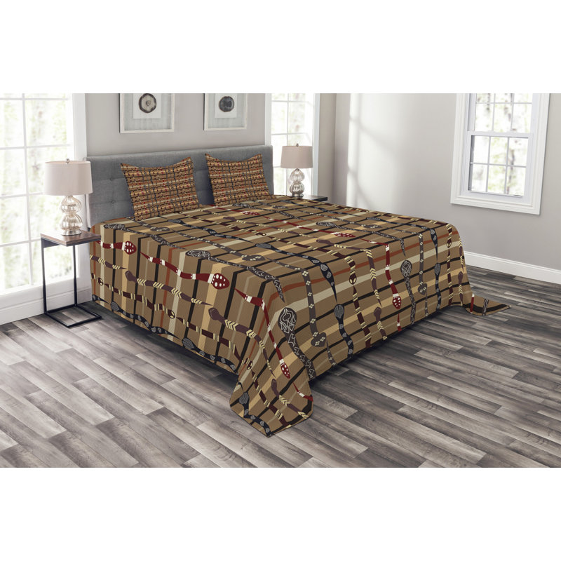 Addlie Brown/Black Microfibre Bedspread Set, 220 x 264 cm