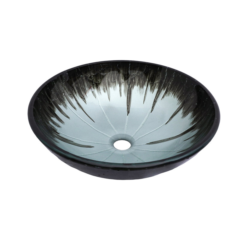 Lavabo vasque en verre trempé craquelé Artistic, Gris, Argent