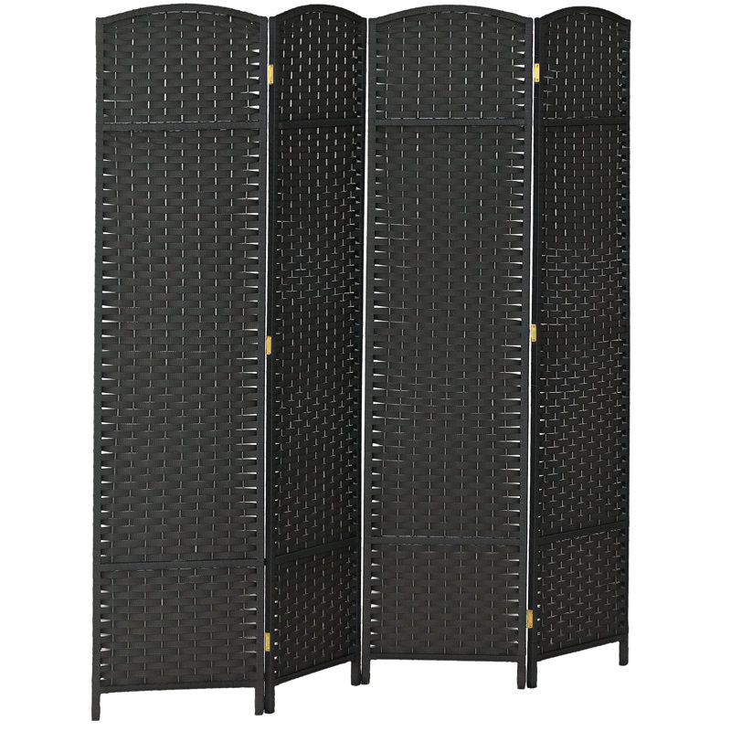 Paravent en bois massif Sipriano, Noir, 4, 66.9" H x 63" W