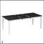 Ensemble de salle à manger extensible rustique 7 pièces avec rallonge amovible, chaises rembourrées et tiroirs intégrés, gris foncé et blanc-1012991235-1012991232