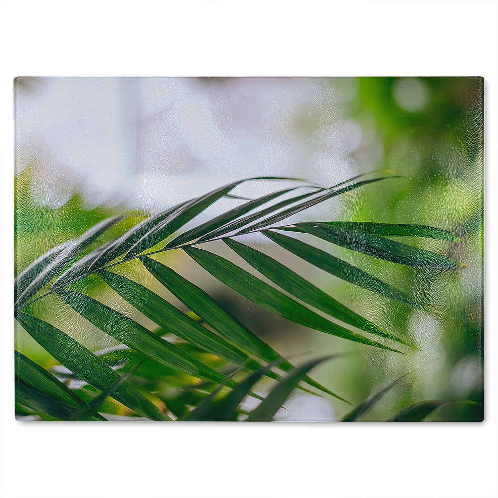 Closeup of palm leaf Designer Glass Chopping Board
