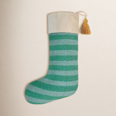 Stripe Wool Hook Stocking With Tassel