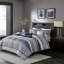Ensemble d'édredon 7 pièces jacquard bleu marine