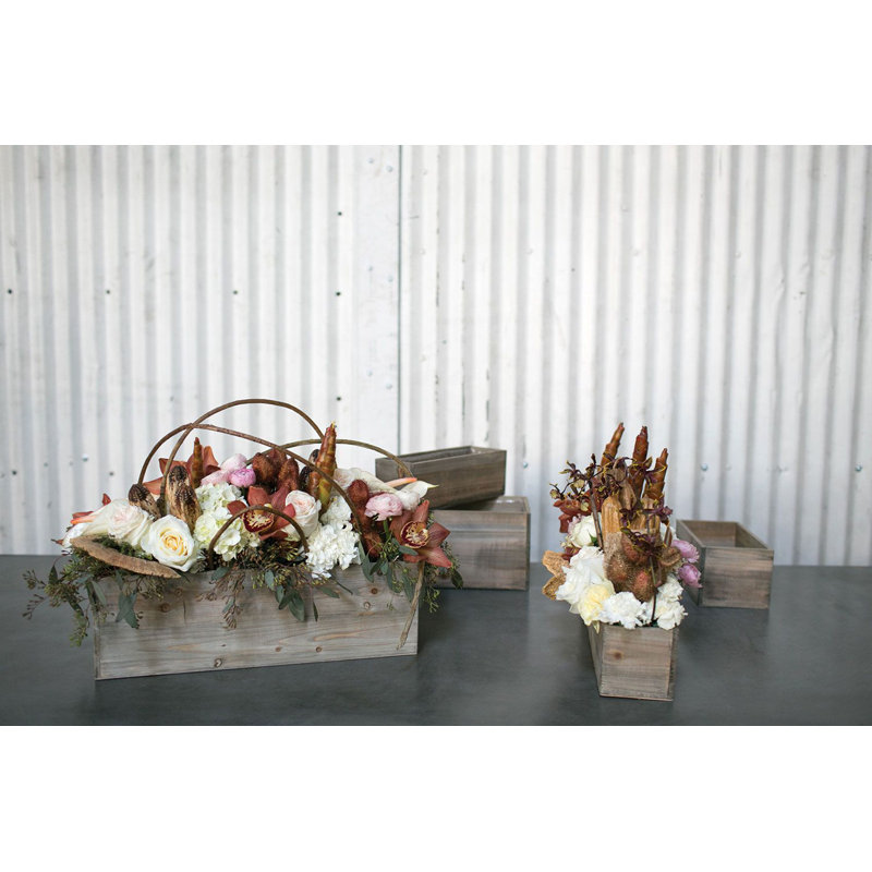 Tariah Handmade Wood Planter Box, Light Brown, 5.75" H x 18.25" W x 6.5" D