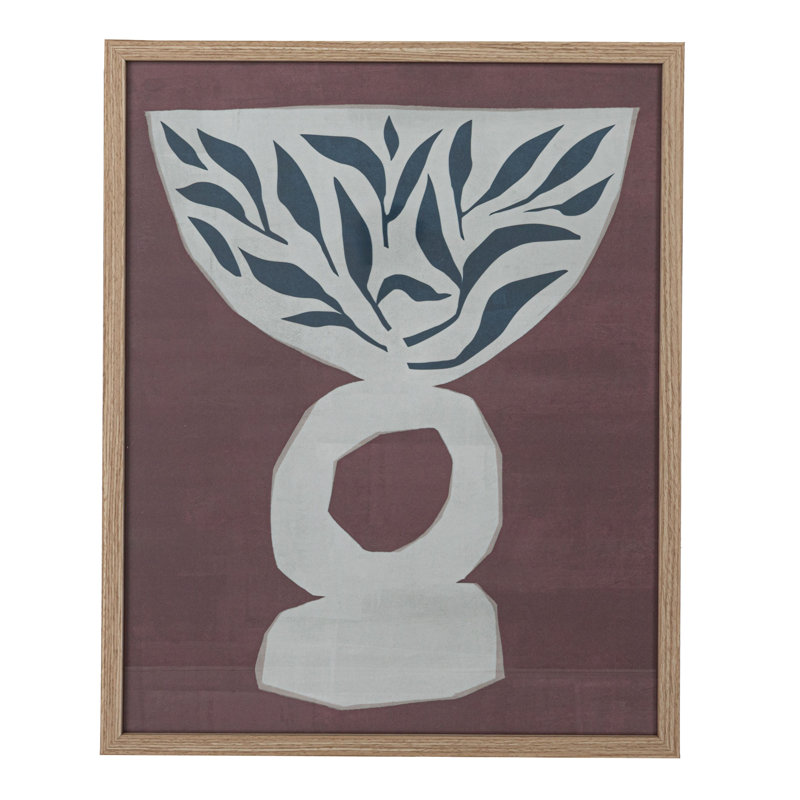 Reclaimed Wood and Glass Wall Art with Vase and Leaves