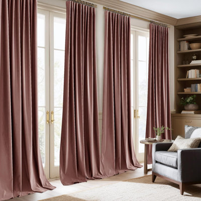  Velvet Blackout Curtains Thermal Insulated Room Darkening Drapes with Rod Pocket/Back Tab/Shower Hook Hanging Options for Bedroom Privacy, 2 Panels