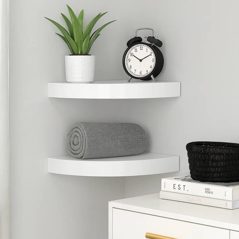 Ensemble de 2 tablettes murales Phoebs, Blanc brillant