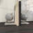 Marble Globe Decorative White Bookends with Silver Metal Accents Set