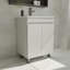 Armoire de salle de bain 24 po avec lavabo - céramique - 2 pièces - autoportante - beige + blanc - portes à fermeture en douceur