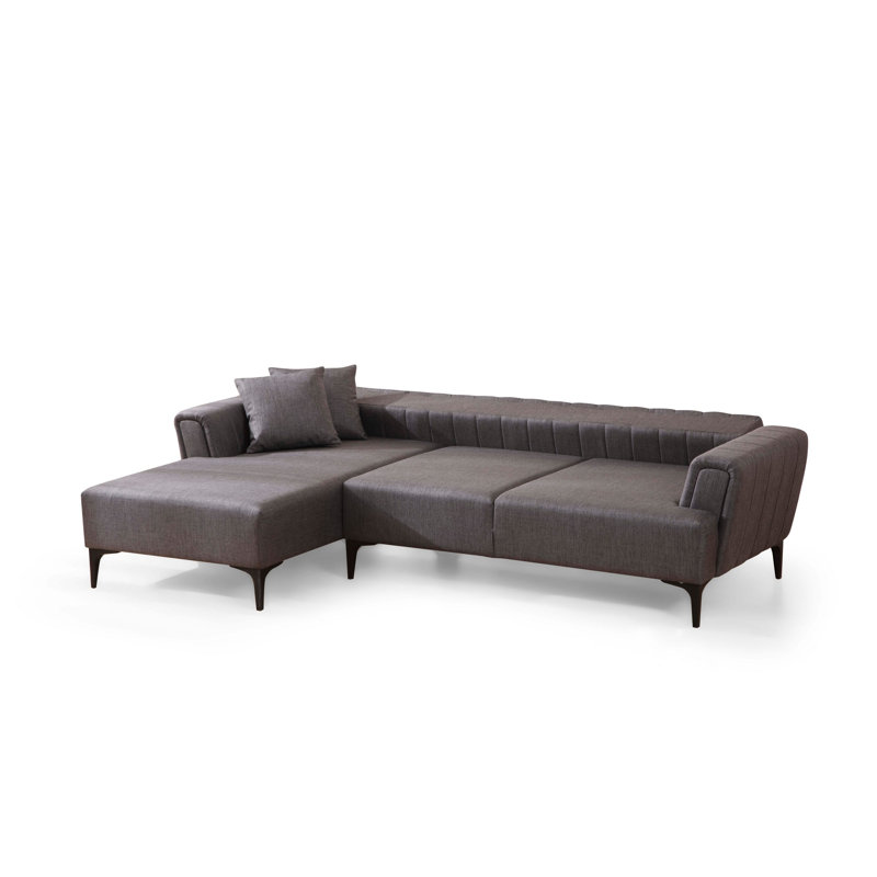 Élégant canapé-lit d'angle, gris foncé, 55,1 po x 106,3 po x 30,3 po | Structure en bois de hêtre et en carton, tissu 100% polyester | Mécanisme de dossier pivotant, mousse souple 28 pouces pour plus de confort | Conception facile à nettoyer, parfaite pour les espaces modernes