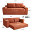 Siège orange en velours côtelé 2 avec mousse à mémoire de forme et structure en acier, conception convertible, assemblage zéro pour le bureau personnel dans un revêtement d'appartement, siège, pas de petit espace