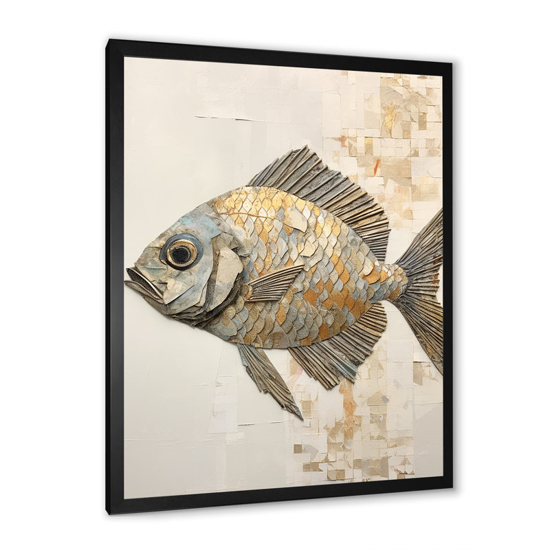 Fish Harmony I - impressions sur toile, H 40 po x l 30 po x P 1,5 po, Cadre simple noir