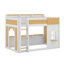 Lit superposé avec tablettes de rangement, fenêtre et deux portes-120473634