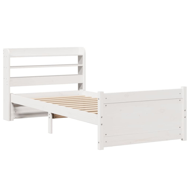 Bed Frame With Headboard Without Mattress White, 100cm x 208cm