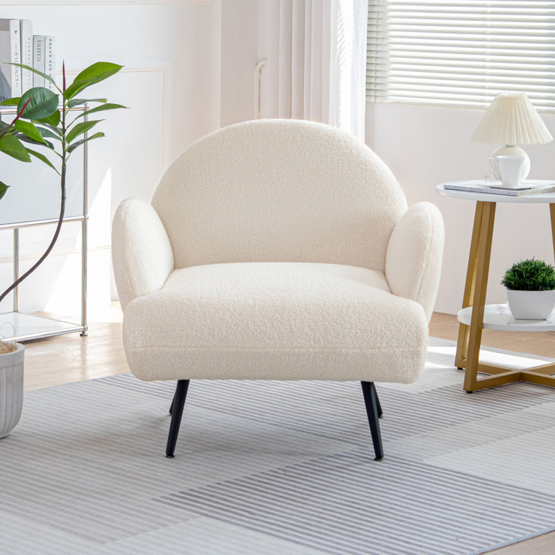 Fauteuil d'appoint moderne, fauteuil rembourré en tissu Sherpa, Sherpa blanc