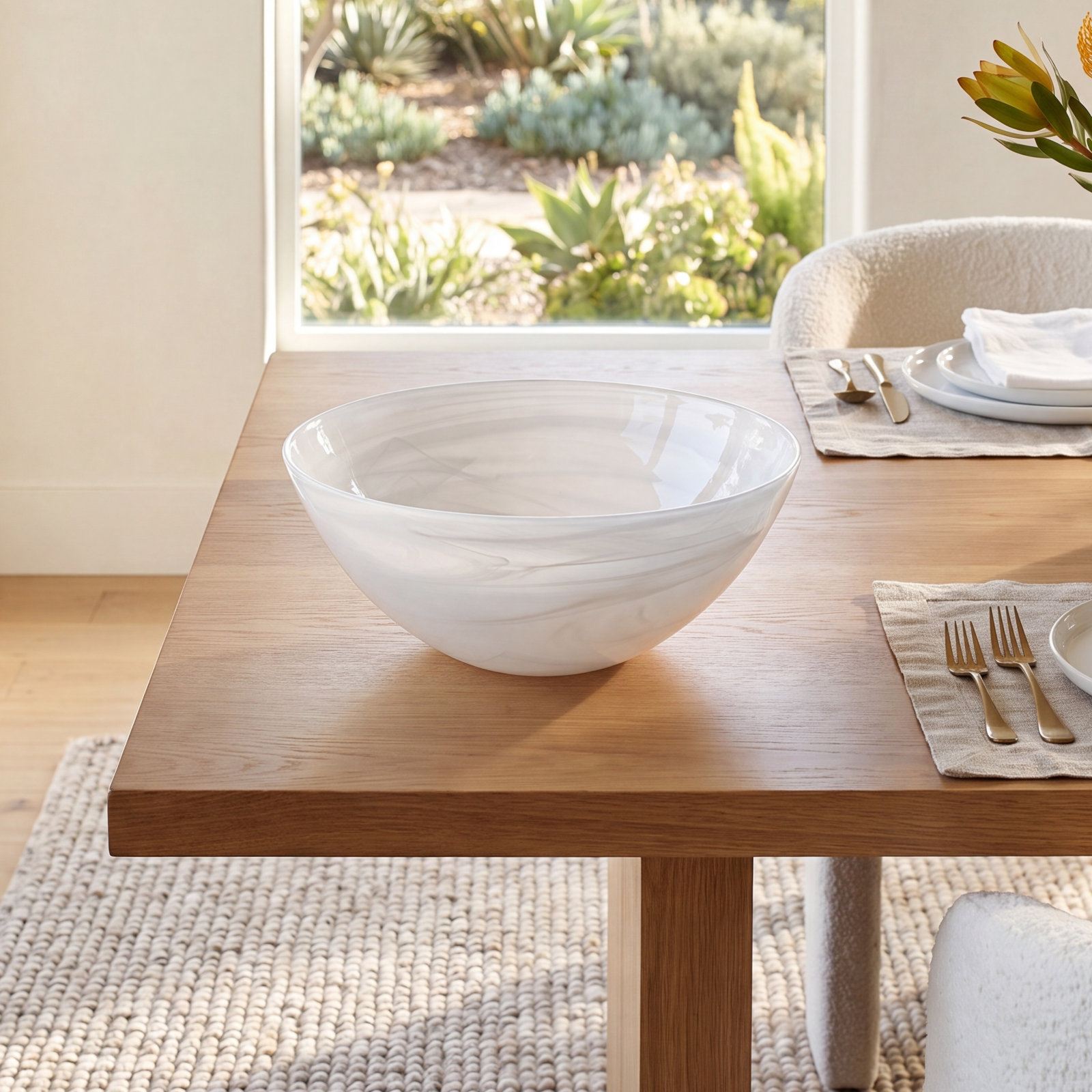 Alabaster Serving Bowl, White