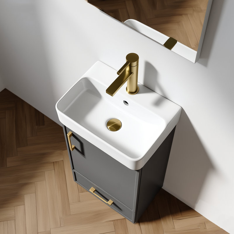 18"Modern Mini Free-Standing Single Bathroom Vanity, Gray