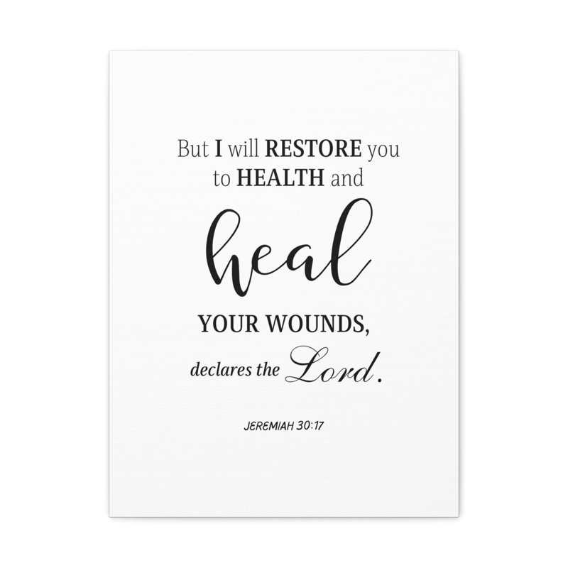 «Jeremiah 30:17 Heal Bible Verse Canvas», art mural chrétien, H 24 po x l 18 po