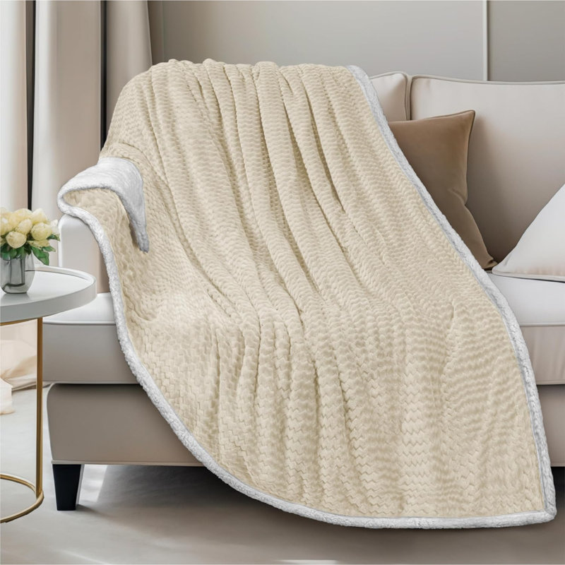 Throw Blanket, Twin XL, Ivory/Beige