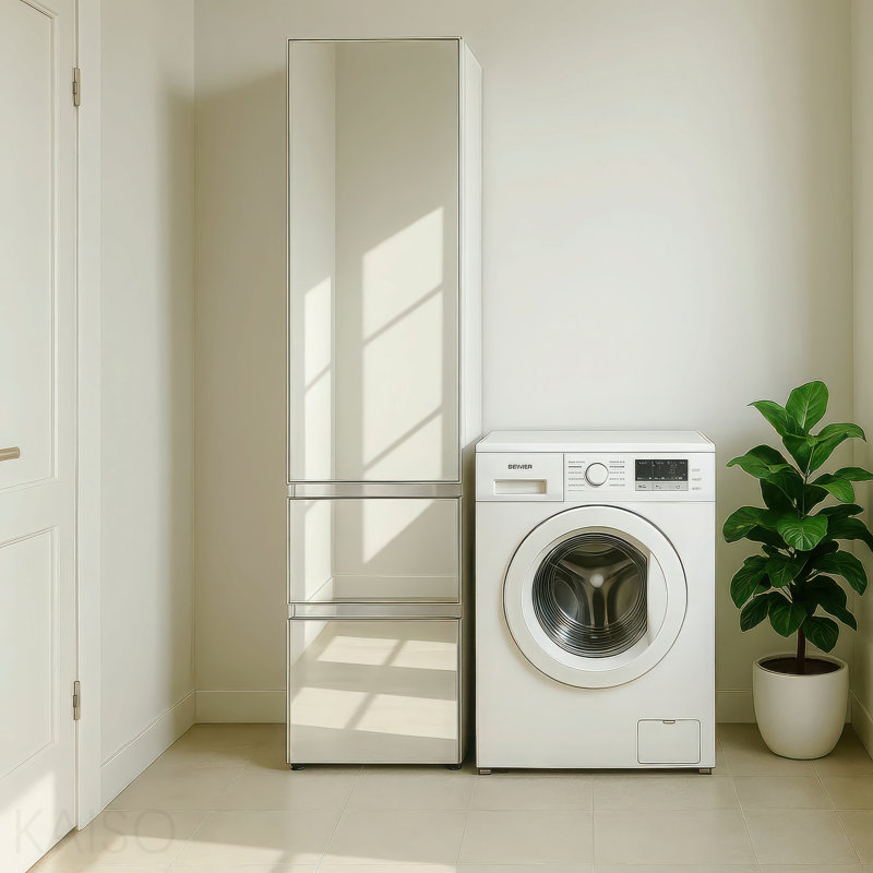 Armoire-penderie mince en bois avec miroir