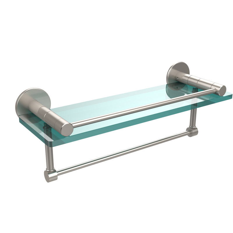 Ballenas Bracket Shelf with Towel Bar, Satin Nickel, 5'' H X 16'' W X 5.5'' D