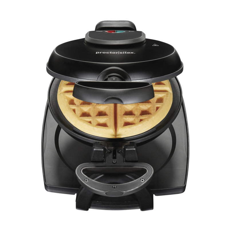 Stainless Steel Flip Belgian Waffle Maker with Non-Stick Plates
