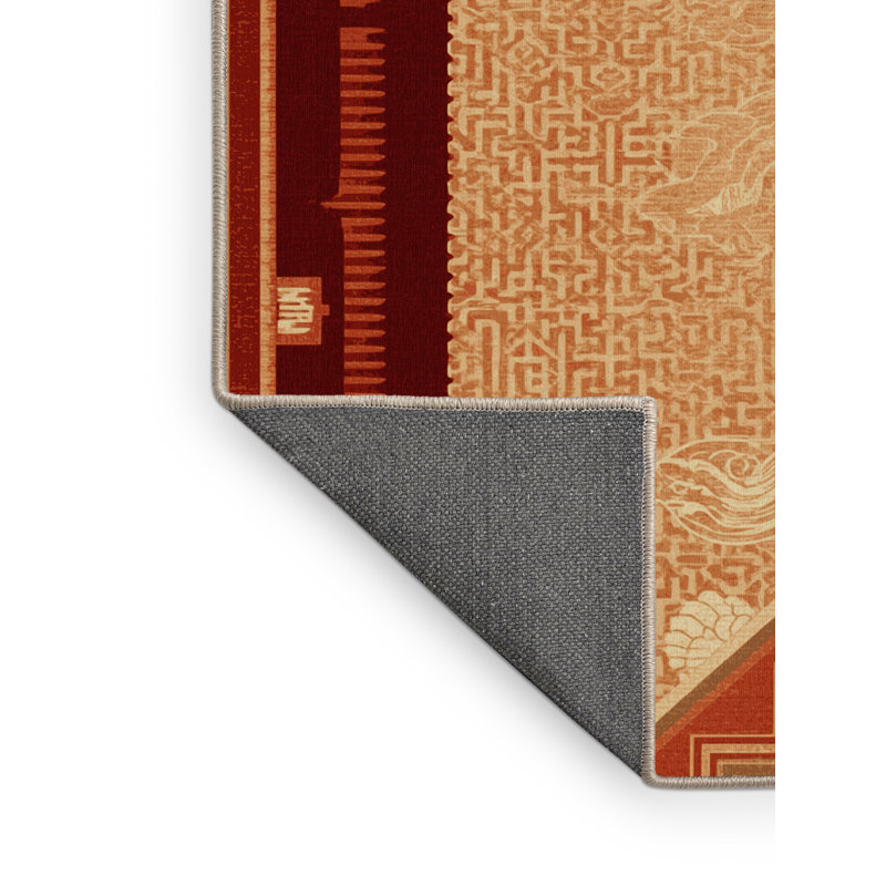 Soft Plush Rodolfo Beijing Forbidden City Classic Oriental Area Rug in Brown – Beige Binding, 7x9