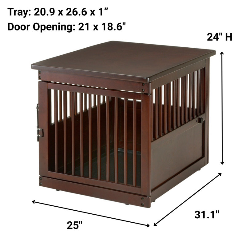 Wooden End Table Pet Crate, Medium (24" H x 25" W x 31.1" D), Dark Brown