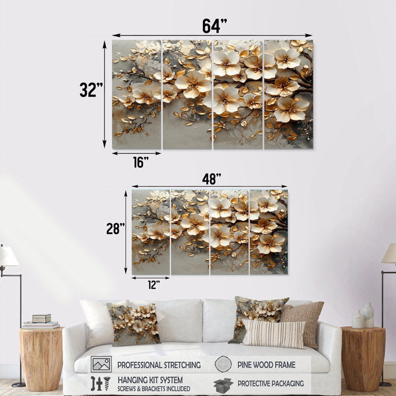Ensemble de décorations murales fleurs de cerisier rose sur la colline I, H 28 po x l 48 po