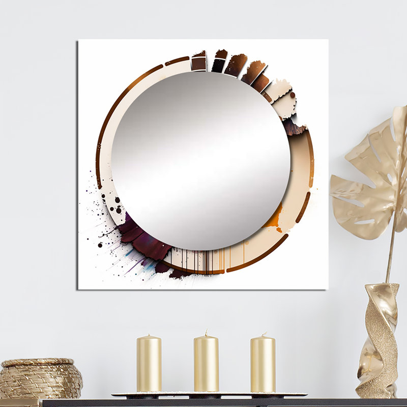 Caclulating The Universe Vintage Spiral Art - Abstract Spirals Square Living Room Wall Mirror Art, 23" x 23"