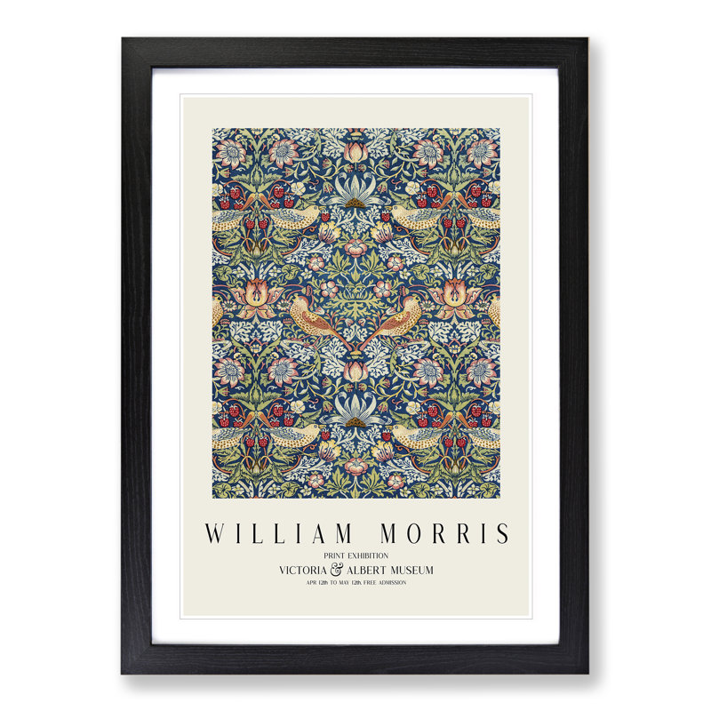 Strawberry Thief Vol.2 by William Morris - Single Picture Frame Print, 48cm H x 36cm W x 2cm D, Black Framed
