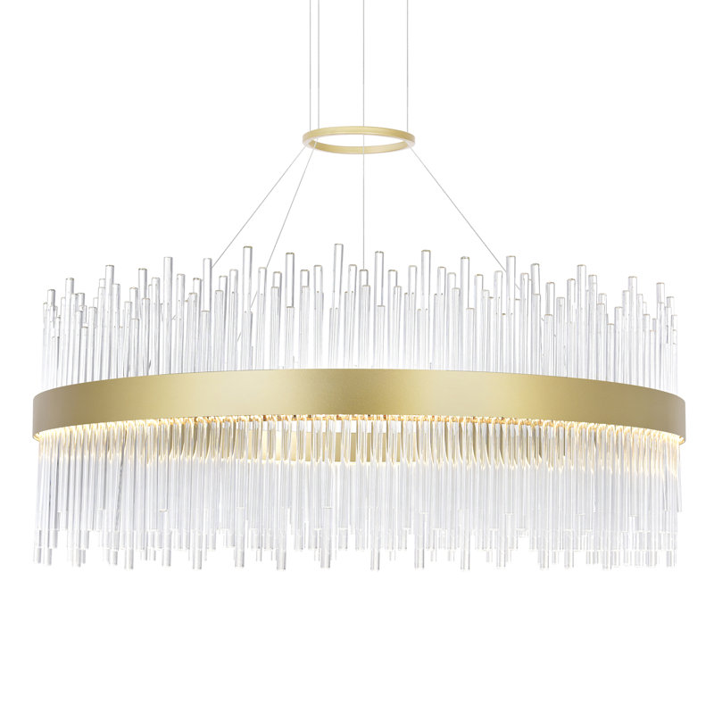 32" Medallion Gold Chandelier for Living Room, Dining Room, or Bedroom – Integrated LED Fixture with Adjustable Chain