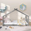 Lit double en bois, gris