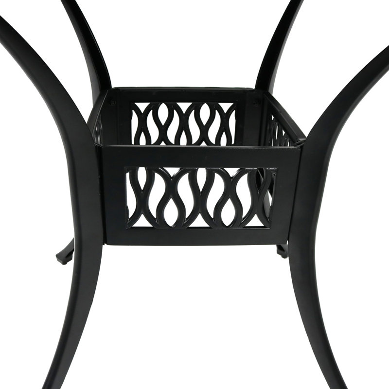 Black Cast Aluminum Square Outdoor Dining Table with Umbrella Hole
