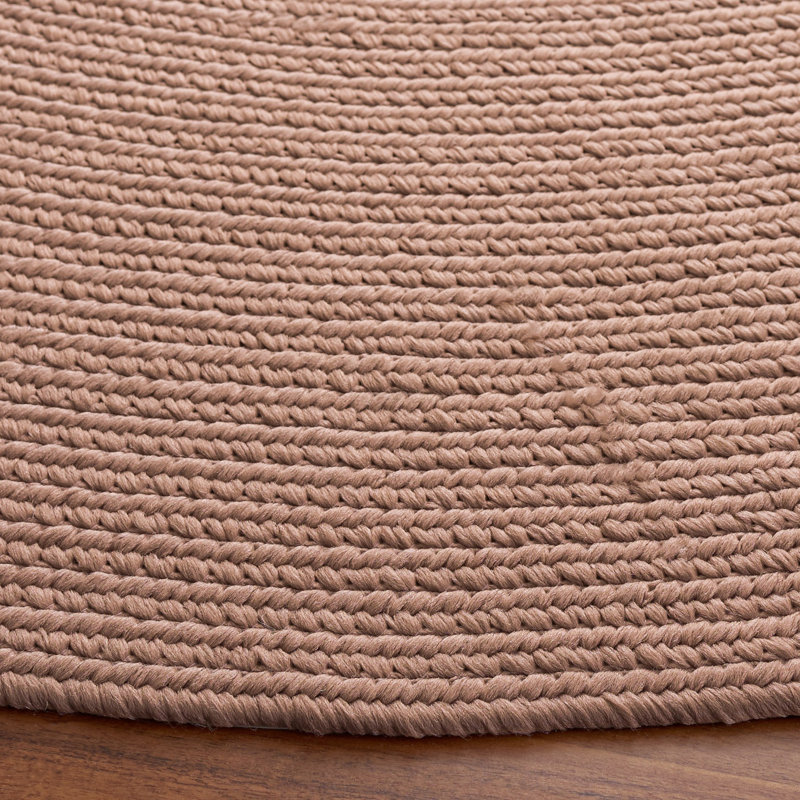 Tapis bleu foncé / ivoire tissé à la main Trombetta, Peach, Rond 5 pi
