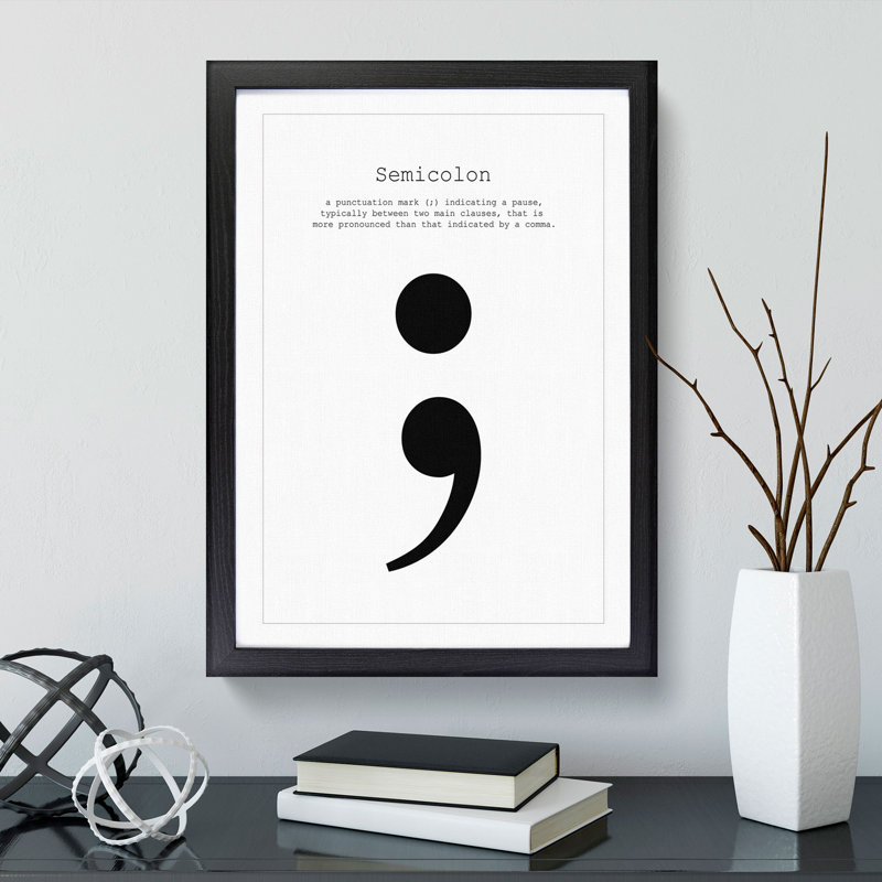 Semicolon - Picture Frame Typography, 90cm H x 65cm W x 2cm D, Black