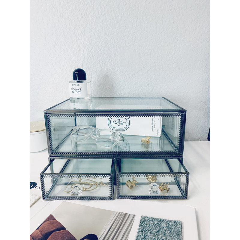 Organisateur de maquillage en verre Vintage