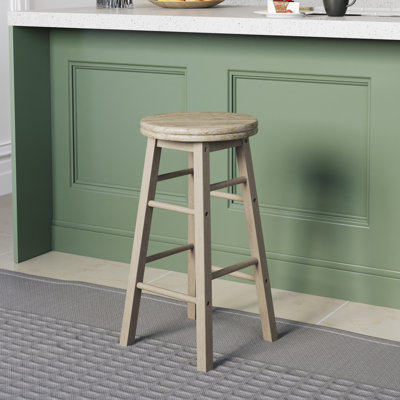Swivel Solid Wood Bar Stool with Solid Wood Frame